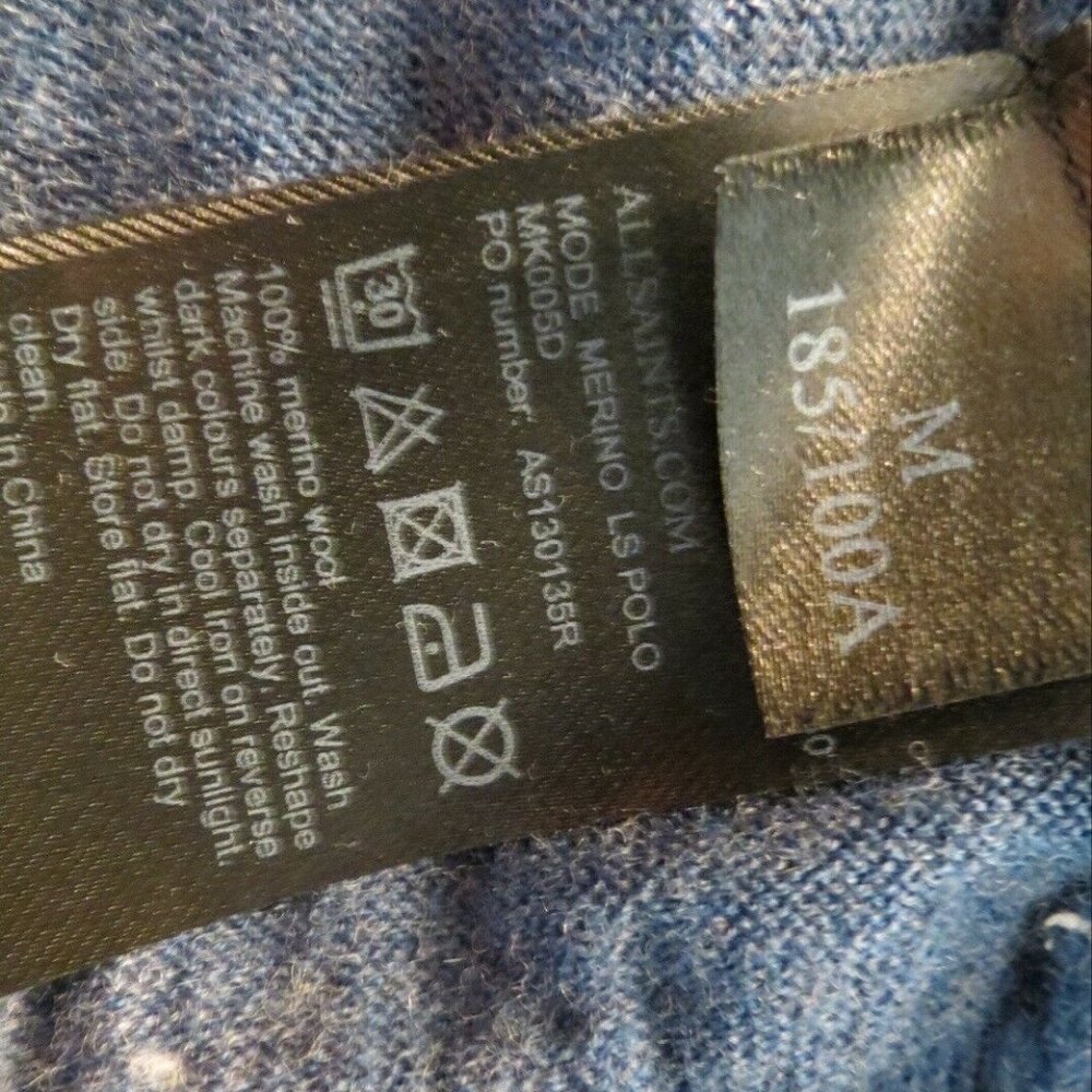 All Saints LS Merino Polo Sweater M - Picture 5 of 5